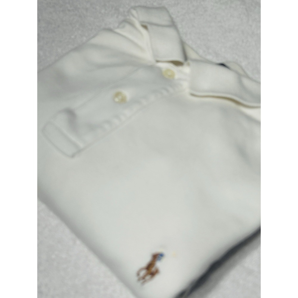 Polo Ralph Lauren Men's L Midweight Interlock Cotton White Polo Shirt CLEAN VTG